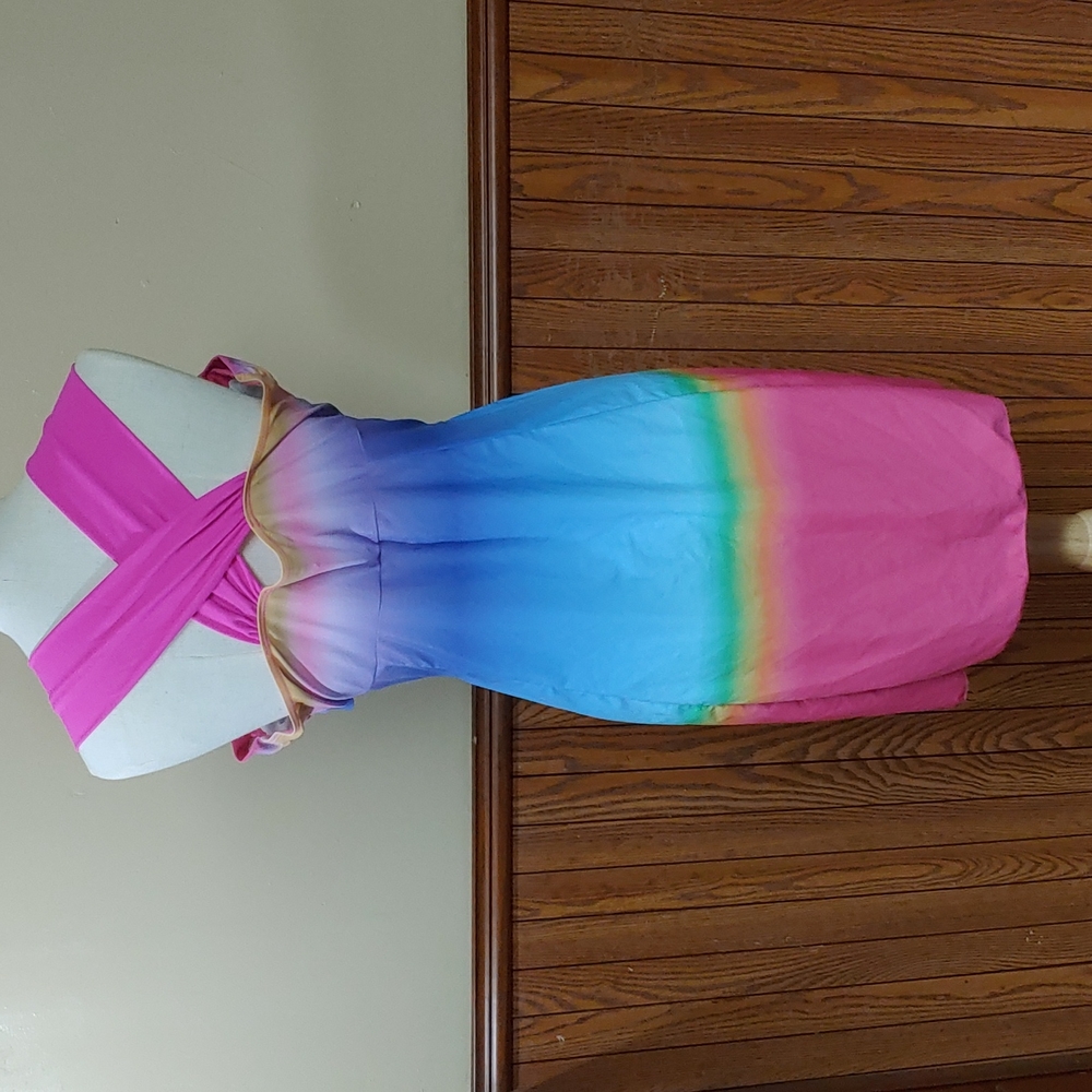 Cover Up and Dress Swimsuit Rainbow Ombre Bra Top NWOT XL - Picture 6 of 14